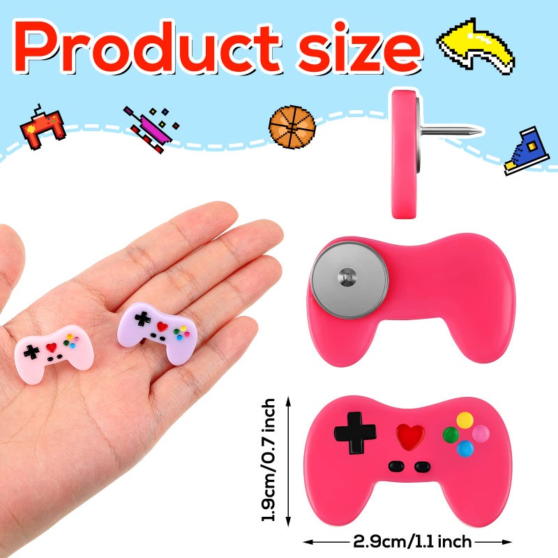 Spakon 24 Pcs Game Controller Decorative Pushpins Video Game Cork Board Tacks Cute Push Pins Colorful Thumb Tacks Decorative Thumbtacks with Storage Box for Corkboard Bulletin Board Wall Office  8 Colors - Image 2